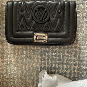 Valentino Black Quilted Wallet with Signature V Logo